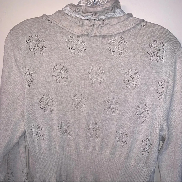 Anthropologie Guinevere Cream Open-Front Ruffle Cardigan XL - Picture 9 of 9